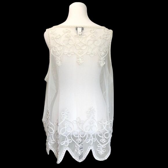 Torrid Sheer Cream Tank - Sleeveless Top - Scalloped Bottom Edge - Sz 2 - Picture 6 of 11